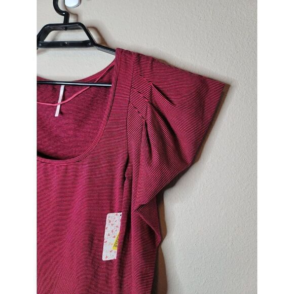 Free People NWT Women's Red Striped Penelope Puff Shirt Size Small t8 - Picture 4 of 8